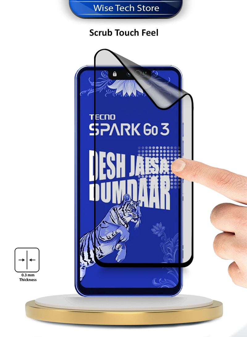 دبليو تيك واقي شاشة مرن مطفي كامل الالتصاق من السيراميك النانو لهاتف Tecno Spark Go 3 4G 2026 بريميوم - شفاف/أسود (MSCNMN) - Image 4